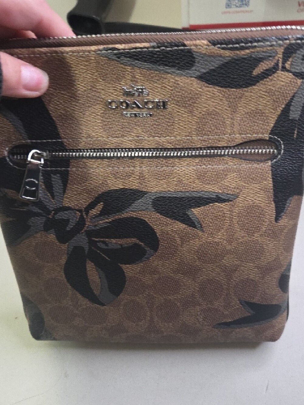 Coach Mini Rowen File Brown Floral-Print Crossbody with Black Accents - Picture 5 of 8